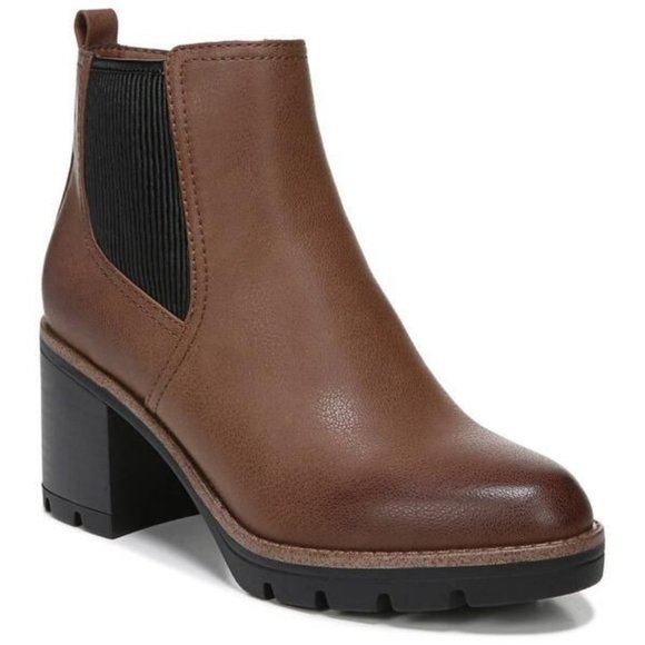 NATURALIZER Womens Brown Inside Half Zip Justin Round Toe Block Heel Dress Heeled Boots M